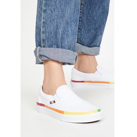 New Vans UA Classic Slip-On Sneakers White Canvas Women's Size 6 - Picture 1 of 10